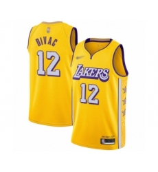 Men's Los Angeles Lakers #12 Vlade Divac Swingman Gold 2019-20 City Edition Basketball Jersey