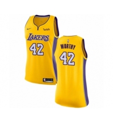 Women's Los Angeles Lakers #42 James Worthy Authentic Gold Home Basketball Jersey - Icon Edition