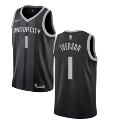 Women's Nike Detroit Pistons #1 Allen Iverson Swingman Black NBA Jersey - City Edition