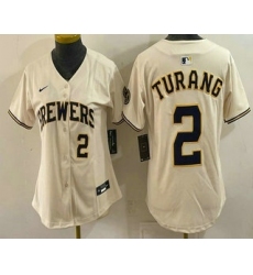 Women's Milwaukee Brewers #2 Brice Turang Cream Limited Jersey
