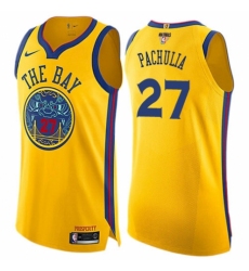 Women's Nike Golden State Warriors #27 Zaza Pachulia Swingman Gold 2018 NBA Finals Bound NBA Jersey - City Edition