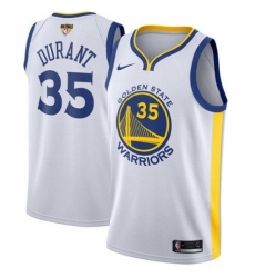Men's Nike Golden State Warriors #35 Kevin Durant Authentic White Home 2018 NBA Finals Bound NBA Jersey - Association Edition