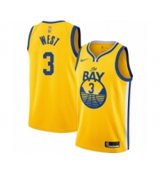 Women's Golden State Warriors #3 David West Swingman Gold Finished Basketball Jersey - Statement Edition
