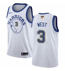 Women's Nike Golden State Warriors #3 David West Authentic White Hardwood Classics 2018 NBA Finals Bound NBA Jersey