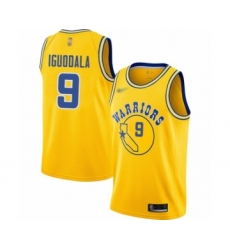 Men's Golden State Warriors #9 Andre Iguodala Authentic Gold Hardwood Classics Basketball Jersey