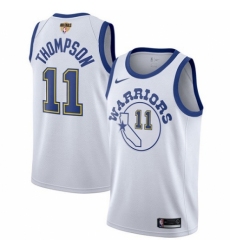 Men's Nike Golden State Warriors #11 Klay Thompson Authentic White Hardwood Classics 2018 NBA Finals Bound NBA Jersey
