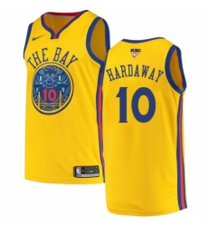 Men's Nike Golden State Warriors #10 Tim Hardaway Authentic Gold 2018 NBA Finals Bound NBA Jersey - City Edition