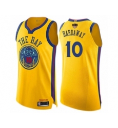 Youth Golden State Warriors #10 Tim Hardaway Swingman Gold 2019 Basketball Finals Bound Basketball Jersey - City Edition