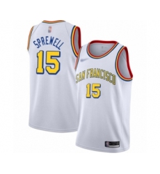Men's Golden State Warriors #15 Latrell Sprewell Authentic White Hardwood Classics Basketball Jersey - San Francisco Classic Edition