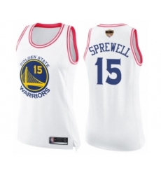 Women's Golden State Warriors #15 Latrell Sprewell Swingman White  Pink Fashion 2019 Basketball Finals Bound Basketball Jersey