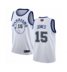 Men's Golden State Warriors #15 Damian Jones Swingman White Hardwood Classics 2019 Basketball Finals Bound Basketball Jersey