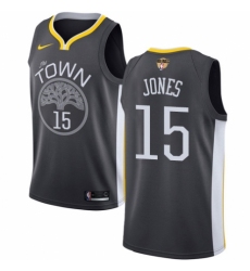 Men's Nike Golden State Warriors #15 Damian Jones Swingman Black Alternate 2018 NBA Finals Bound NBA Jersey - Statement Edition