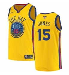 Men's Nike Golden State Warriors #15 Damian Jones Swingman Gold 2018 NBA Finals Bound NBA Jersey - City Edition