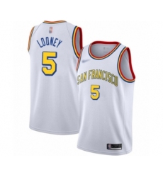 Men's Golden State Warriors #5 Kevon Looney Authentic White Hardwood Classics Basketball Jersey - San Francisco Classic Edition
