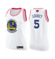 Women's Golden State Warriors #5 Kevon Looney Swingman White Pink Fashion 2019 Basketball Finals Bound Basketball Jersey