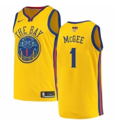 Men's Nike Golden State Warriors #1 JaVale McGee Authentic Gold 2018 NBA Finals Bound NBA Jersey - City Edition