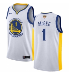 Men's Nike Golden State Warriors #1 JaVale McGee Authentic White Home 2018 NBA Finals Bound NBA Jersey - Association Edition