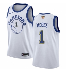 Women's Nike Golden State Warriors #1 JaVale McGee Authentic White Hardwood Classics 2018 NBA Finals Bound NBA Jersey
