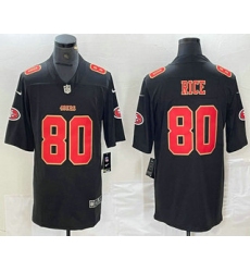 Men's San Francisco 49ers #80 Jerry Rice Black Red Fashion Vapor Limited Stitched Jersey