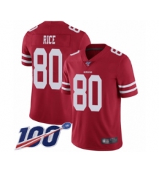 Men's San Francisco 49ers #80 Jerry Rice Red Team Color Vapor Untouchable Limited Player 100th Season Football Jersey