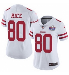 Women's San Francisco 49ers #80 Jerry Rice White Women Stitched NFL Vapor Untouchable Limited 2024 Super Bowl LVIII Jersey