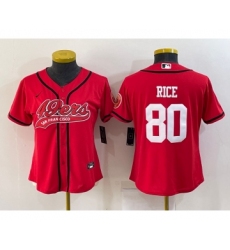 Youth San Francisco 49ers #80 Jerry Rice Red With Patch Cool Base Stitched Baseball Jersey