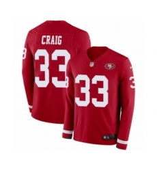 Youth Nike San Francisco 49ers #33 Roger Craig Limited Red Therma Long Sleeve NFL Jersey