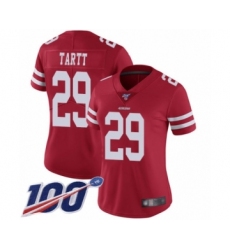 Women's San Francisco 49ers #29 Jaquiski Tartt Red Team Color Vapor Untouchable Limited Player 100th Season Football Jersey