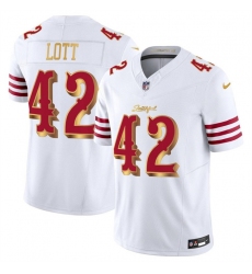 Men's San Francisco 49ers #42 Ronnie Lott White Gold 2025 F.U.S.E. “Rivalries” Vapor Limited Football Stitched Jersey