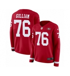 Women's Nike San Francisco 49ers #76 Garry Gilliam Limited Red Therma Long Sleeve NFL Jersey