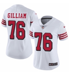 Women's Nike San Francisco 49ers #76 Garry Gilliam Limited White Rush Vapor Untouchable NFL Jersey