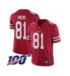 Men's San Francisco 49ers #81 Terrell Owens Red Team Color Vapor Untouchable Limited Player 100th Season Football Jersey