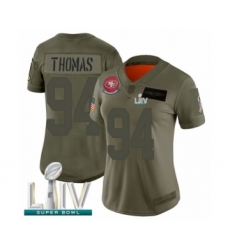 Women's San Francisco 49ers #94 Solomon Thomas Limited Olive 2019 Salute to Service Super Bowl LIV Bound Football Jersey