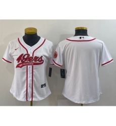 Women's San Francisco 49ers Blank White With Patch Cool Base Stitched Baseball Jersey(Run Small)