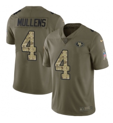 Youth Nike San Francisco 49ers #4 Nick Mullens Limited Olive Camo 2017 Salute to Service NFL Jersey