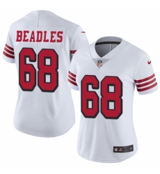 Women's Nike San Francisco 49ers #68 Zane Beadles Limited White Rush Vapor Untouchable NFL Jersey