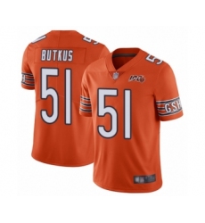 Men's Chicago Bears #51 Dick Butkus Orange Alternate 100th Season Limited Football Jersey