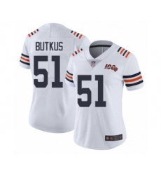 Women's Chicago Bears #51 Dick Butkus White 100th Season Limited Football Jersey