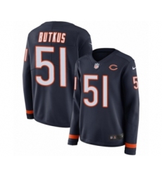 Women's Nike Chicago Bears #51 Dick Butkus Limited Navy Blue Therma Long Sleeve NFL Jersey