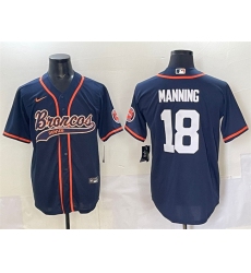 Men's Denver Broncos #18 Peyton Manning Navy Cool Base Stitched Baseball Jersey