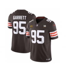 Men's Nike Cleveland Browns #95 Myles Garrett Brown 2023 F.U.S.E. 4-Star C And Jim Brown Memorial Vapor Untouchable Jersey