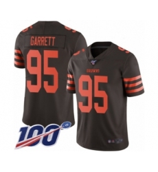 Men's Cleveland Browns #95 Myles Garrett Limited Brown Rush Vapor Untouchable 100th Season Football Jersey