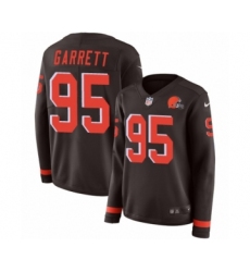 Women's Nike Cleveland Browns #95 Myles Garrett Limited Brown Therma Long Sleeve NFL Jersey
