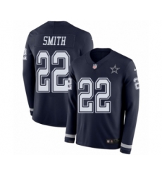 Youth Nike Dallas Cowboys #22 Emmitt Smith Limited Navy Blue Therma Long Sleeve NFL Jersey