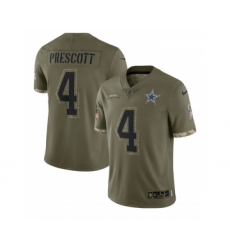 Men's Dallas Cowboys #4 Dak Prescott 2022 Olive Salute To Service Limited Stitched Jersey