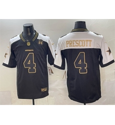 Men's Dallas Cowboys #4 Dak Prescott Black Gold 2025 F.U.S.E. 94 Marshawn Kneeland Memorial Vapor Limited Stitched Football Jersey