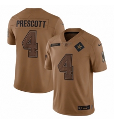 Men's Dallas Cowboys #4 Dak Prescott Nike Brown 2023 Salute To Service Limited Jersey