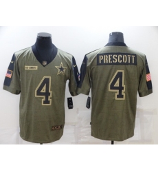 Men's Dallas Cowboys #4 Dak Prescott Nike Olive 2021 Salute To Service Limited Player Jersey