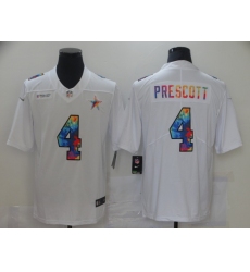 Men's Dallas Cowboys #4 Dak Prescott White Rainbow Version Nike Limited Jersey