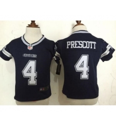 Toddler Dallas Cowboys #4 Dak Prescott Navy Blue Team Color Stitched NFL Nike Game Jersey